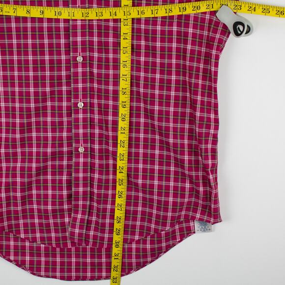 Lands' End Men's Long Sleeve Shirt Button-Down Pink White Tartan 16 32/33 Pocket - Picture 12 of 12